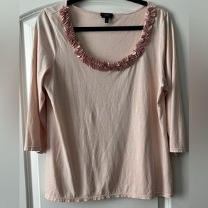 Talbots Light Pink Blouse with Ruffle Neckline